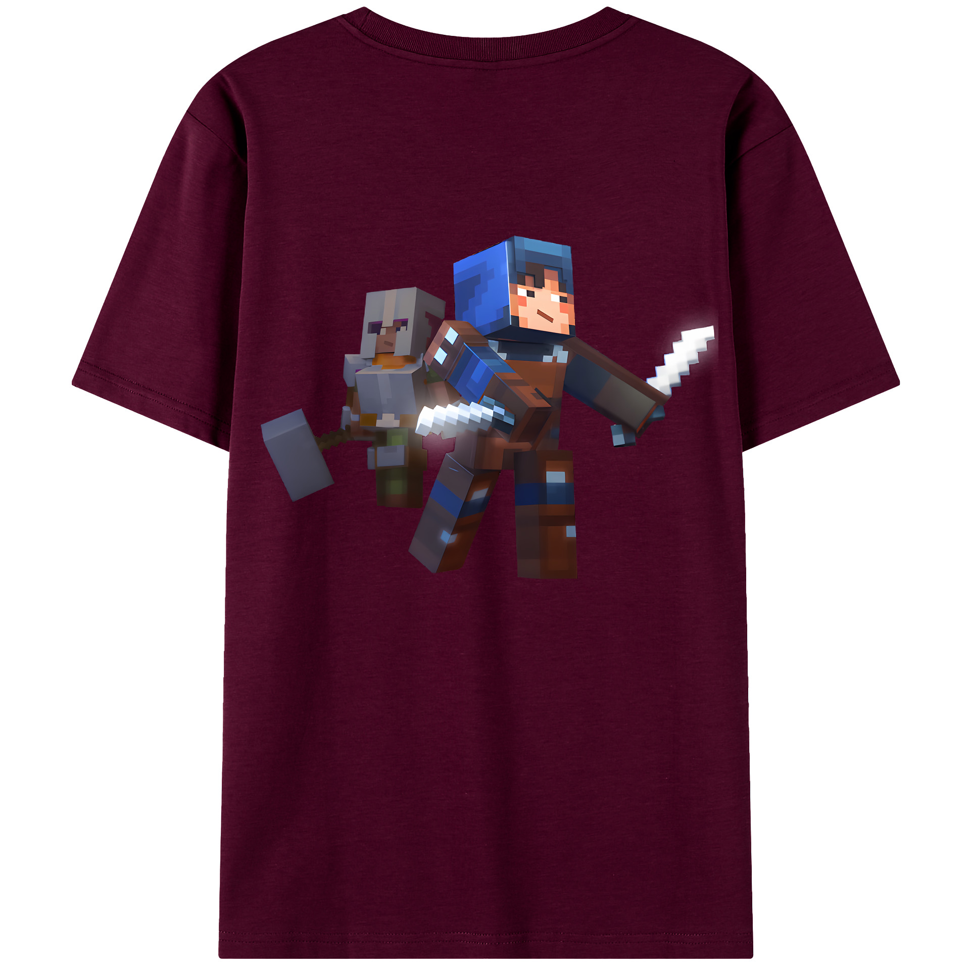 （画像用） マインクラフト ブロックの世界 Minecraft MC Block world レディース半袖Tシャツ(バックプリント)